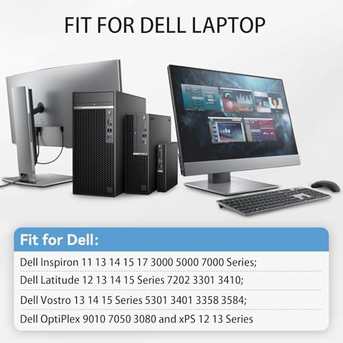 High-Performance 90 W AC Power Adapter for Dell Opti Plex Micro 3050, 3080 & Latitude 3000-7000 Series – Fast Charging Compatibility, Universal Fit Charger with Enhanced Safety Features and Strict Quality Control for Reliable Power Supply – Ideal Replacement for Dell Laptop Chargers