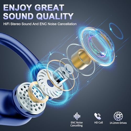 Ultimate Wireless Earbuds with Bluetooth 5.4 Technology – 75 Hours of Playtime, Superior Noise Cancellation, and Deep Bass for Unmatched Audio Experience – IP7 Waterproof Design with Secure Sport Earhooks for Active Lifestyles – Ideal for Gym Enthusiasts and Music Aficionados