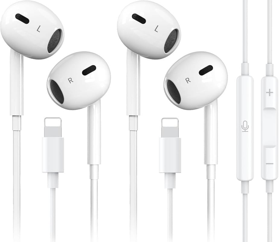 Elevate Your Audio Experience: Premium Noise-Cancelling Wired Earbuds for i Phone – Dual Pack with Built-in Mic & Volume Control – Compatible with i Phone 14/13/12/11/XR/XS/X/8/7/SE/Pro/Pro Max – Exceptional Sound Clarity & Comfort for Music Lovers and Professionals Elevate Your Audio Experience: Premium Noise-Cancelling Wired Earbuds for i Phone – Dual Pack with Built-in Mic & Volume Control – Compatible with i Phone 14/13/12/11/XR/XS/X/8/7/SE/Pro/Pro Max – Exceptional Sound Clarity & Comfort for Music Lovers and Professionals