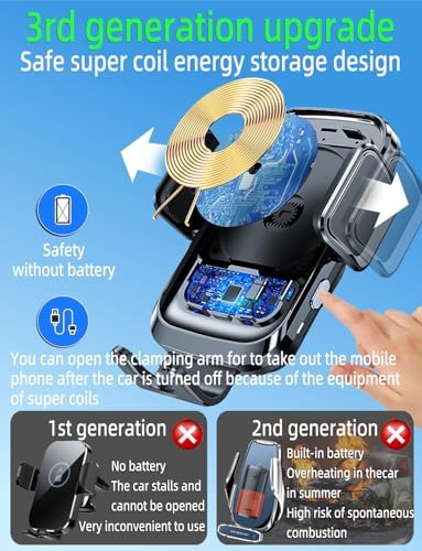 Heavy-Duty Wireless Truck Phone Holder with 15 W Fast Charging – 14-Inch Adjustable Arm for i Phone, Samsung, LG – Essential Dashboard & Windshield Mount for Safe Driving and Effortless Connectivity