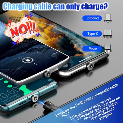 Revolutionary 3-in-1 Magnetic Charging Cable Set – Versatile Micro USB, Type-C, and Lightning Compatibility with 360° Rotating Connectors and LED Status Indicator – Durable, High-Quality Blue Cables Available in 3 FT and 6 FT Lengths for Ultimate Convenience On-the-Go