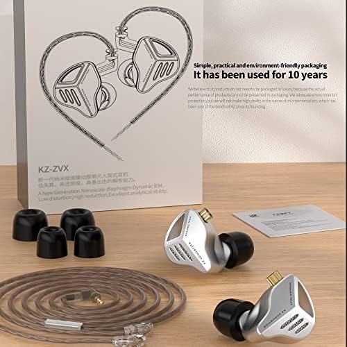 Experience Unmatched Audio Fidelity with Keephifi KZ ZVX In-Ear Monitor Earphones – 10 mm Dual Cavity Dynamic Driver, Premium Metal Shell, Detachable 2-Pin Silver-Plated Cable, and Integrated Mic for Audiophiles and Musicians – Superior Sound Quality and Comfortable Fit for All-Day Listening