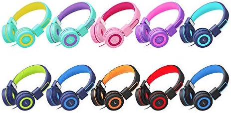 ELECDER i37 Foldable Kids Headphones – Lightweight, Adjustable On-Ear Wired Headphones in Vibrant Peach/Purple for School, Travel & Home Learning – Perfect Audio Companion for Young Learners & Teens with Comfortable Fit and Universal Device Compatibility