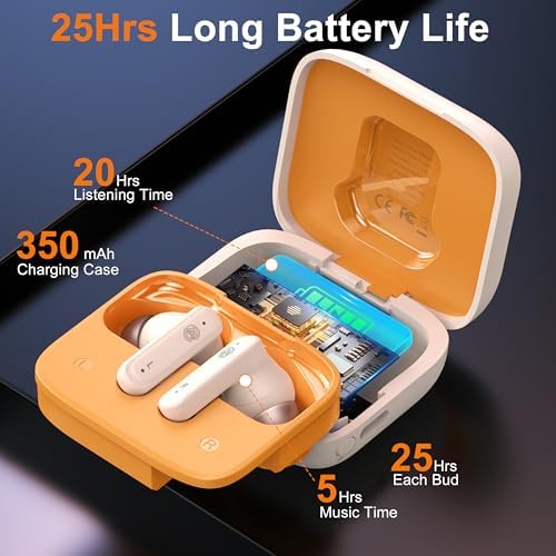 THREE PEACHES Bluetooth 5.4 Wireless Earbuds – Advanced Active Noise Cancelling In-Ear Headphones with Intuitive Touch Controls and USB Charging Case – IPX4 Waterproof Design for Ultimate Durability, Ideal for Fitness Enthusiasts, Daily Commuters, and Music Aficionados