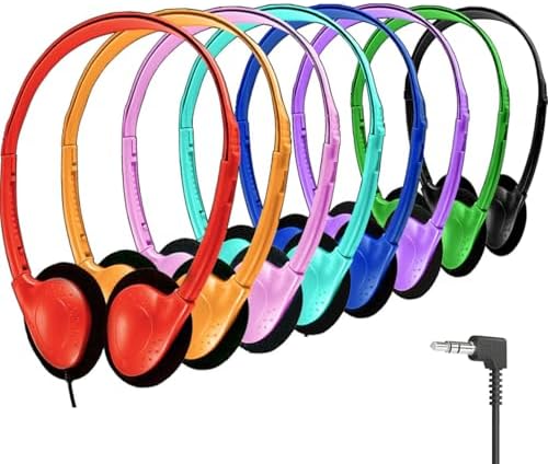 Bulk Kids Headphones – 25-Piece Classroom Audio Package for Enhanced Learning – Lightweight Adjustable On-Ear Design with Universal Device Compatibility in Sleek Black – Perfect for Engaging Group Activities and Extended Listening Comfort – Durable and Affordable Solution for Students and Adults