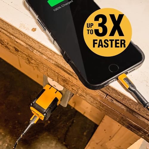 DEWALT 49.5 W Heavy-Duty USB-C and Dual USB Wall Charger Block – Compact Fast Charging Adapter for i Phone 16/15/14, Galaxy, Pixel 4/3 & i Pad – Durable Foldable Design for Ultimate Portability and Versatile Device Compatibility