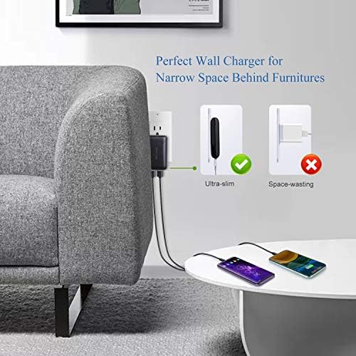 Excgood Dual USB Wall Charger – 2-Pack Slim Flat Design for i Phone 16/15/14 Pro Max, Galaxy A Series – Fast Charging Travel Ready Compact Power Adapter for Home & On-the-Go Use