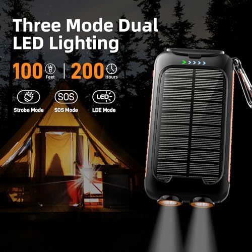 Ultimate 49,800 m Ah Solar Power Bank – Rugged Waterproof Portable Charger with 15 W Fast Charge USB-C & Built-in LED Flashlight – Eco-Friendly Outdoor Charging Solution for All Mobile Devices and Electronics