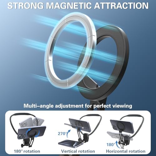 Beviliu Hands-Free Magnetic Neck Phone Holder for Seamless Content Creation – Ideal for Vloggers, Chefs, and Adventurers | Compatible with i Phone 12-16, Android, Go Pro, and Insta360 | Lightweight Adjustable Chest Strap for Comfort and Stability During POV Video Filming