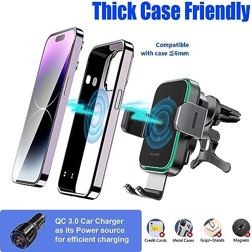 15 W Fast Wireless Car Charger Mount with Dual Coil Technology – Effortless Auto Alignment Phone Holder for i Phone 15/14/13/12/Pro Max & Samsung Galaxy – Ultimate Dashboard & Windshield Charging Solution for On-the-Go Convenience