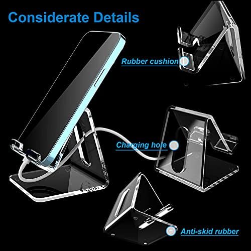 Crpich Acrylic Cell Phone Stand, Portable Phone Holder, Clear Phone Stand for Desk, Compatible with Phone16 15 14 13 12 Pro Max 11 Xr Plus SE, Switch, Android Smartphone, Pad, Desk Accessories, 2 Pack – Enhanced Compatibility and Speed