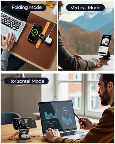 X55 Q 3-in-1 Magnetic Wireless Charging Station – 15 W Qi2 Fast Charger for i Phone 12-16, 5 W Apple Watch & Air Pods Pro Compatibility, Foldable Design with 45 W Adapter for Ultimate Portability and Efficiency – Elevate Your Charging Experience Today