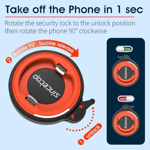 Sincetop Universal Car Phone Mount – Strong Sticky Gel Pad for Secure Windshield and Dashboard Installation – Ideal for i Phone, Samsung, and All Smartphones – Hands-Free Navigation with 360-Degree Rotation for Optimal Viewing Angles – Durable Design for Everyday Use and Safe Driving Experience