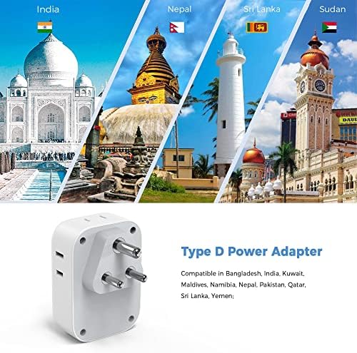 Ultimate European Travel Power Adapter: 4 AC Outlets & 3 Fast Charge USB Ports (1 USB-C PD 20 W) – Compact, Foldable Design for Effortless Connectivity in Spain, France, Germany, Italy, Portugal & Iceland – Versatile Compatibility for All Your Devices