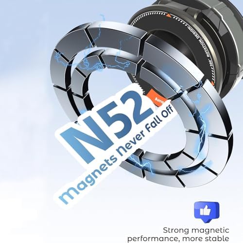 Magnetic Car Phone Holder for i Phone & Android – 360° Adjustable Zinc Alloy Mount with Powerful Vacuum Suction for Enhanced Stability and Hands-Free Navigation Experience