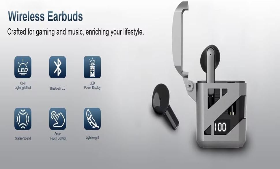 GT02 Ultimate True Wireless Bluetooth Earbuds – IPX4 Waterproof Sports Headphones with Rapid Charging, Long-Lasting Battery Life & Built-In Microphone for Clear Calls – Perfect for Gym, Running, Office Use & Outdoor Activities – Seamless Compatibility with Android & i OS Devices