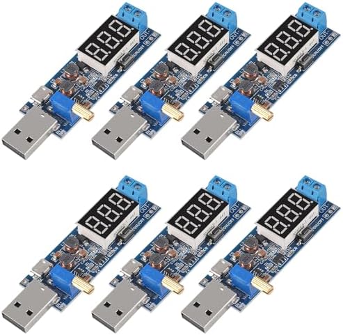 Versatile 6-Piece USB DC-DC Adjustable Power Supply Module – Efficient Step Up/Down Voltage Converter (1.2 V to 24 V) with Enhanced Compatibility for 3.5 V to 12 V Inputs – Optimal Boost Buck Converter for Electronics Projects and DIY Applications