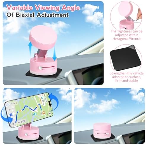 Kingdder Vacuum Magnetic Suction Phone Holder Updated 360° Rotatable and Foldable Magnetic Phone Mount Stand for Car, Gym – Enhanced Compatibility and Speed