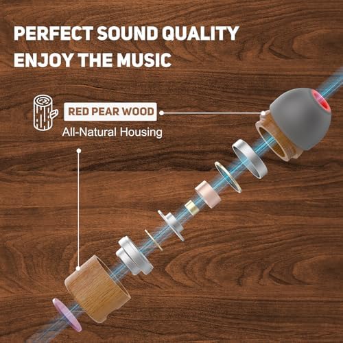 Elevate Your Sound Experience: Premium Red Pear Wood USB C Headphones for i Phone 16 – Hi-Fi Stereo Type C Earbuds with Built-in Remote & Microphone – Luxurious Rose Gold Finish for Unmatched Audio Clarity on i Phone 16/15 Pro Max, Galaxy S23, i Pad – Comfortable Wired Earphones for Audiophiles and Professionals