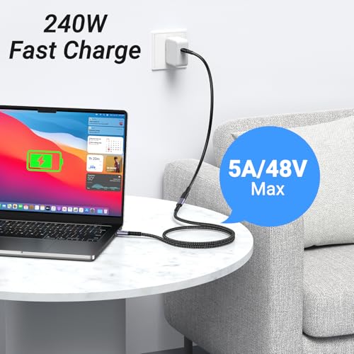 Ultimate USB C Extension Cable 3.3 FT – Dual Pack of 240 W Fast Charging & 40 Gbps Data Transfer Cords for Seamless 8 K Video Connectivity – Type C Male to Female Adapter for i Phone 16/15 & PSVR2 – Superior Speed and Compatibility for Enhanced Device Performance