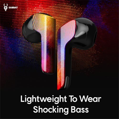 Sabbat M200 Bluetooth 5.3 Wireless Earbuds – Immersive Heavy Bass with Noise Cancellation, High-Fidelity Sound for Audiophiles – Ergonomic Fit, Quick Charge, Long-Lasting Battery, Universal Device Compatibility for All Music Lovers