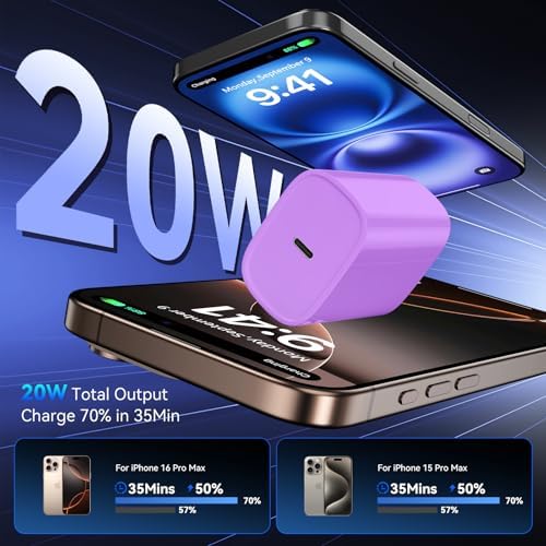 Unlock Rapid Charging Efficiency with the 20 W USB-C Power Adapter and 10 ft Cable – Ideal for i Phone 16, 15 Pro, and Galaxy S24 for Ultimate Portability and Convenience