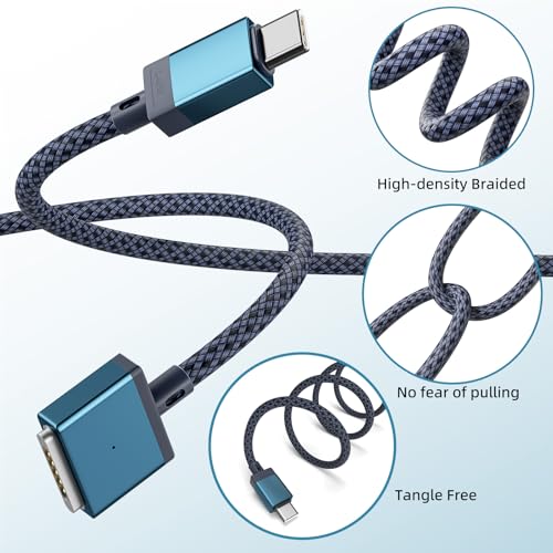 seynli 140W USB-C to Magnetic 3 Cable for MacBook Power Adapter, Nylon Braided Safe 3 Cable Compatible with Book Air 2024 M3 Pro & Max 13″ 15″, MacPro 2021 2023 14″ 16″, Mac Book Air 2022 2023, 6.6ft – Enhanced Compatibility and Speed