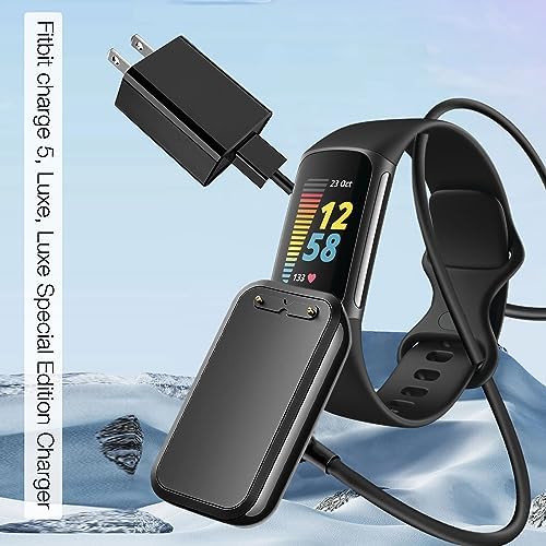 Fitbit Charge 6 & Luxe Charger Dock – Rapid Power Replacement Cable for Charge 5, Lightweight and Durable Smartwatch Charging Solution in Sleek Black Finish – Optimize Your Fitness Tracking Experience with Enhanced Compatibility and Portability