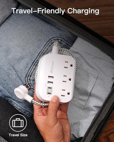 Maximize Your College Dorm Experience with a 15 Ft Power Strip Featuring USB Ports – Flat Extension Cord for Multi-Device Charging, Ideal Desk Accessory for Travel and Cruise Ships, Non-Surge Protector for Enhanced Compatibility and Speed