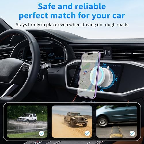 Ultra-Strong Magnetic Car Phone Holder with Vacuum Suction for Any Smooth Surface – 360° Rotating MagSafe-Compatible Phone Mount for iPhone/Android, Dashboard Windshield Car Accessories. Black – Enhanced Compatibility and Speed