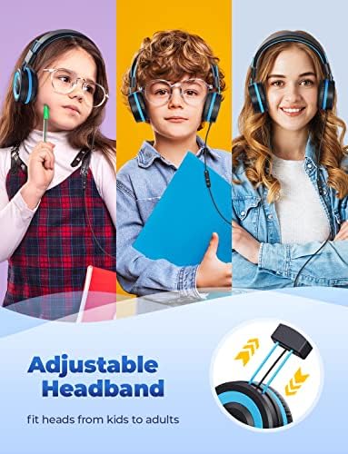 i Clever HS14 Kids Headphones – Stylish Black & Pink Volume-Limited On-Ear Headset with Built-In Microphone for Safe Listening and Enhanced Comfort, Foldable Travel Design for School and Home Use, Perfect for Tablets and Laptops