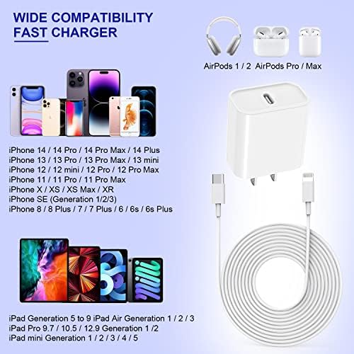 10 FT Apple MFi Certified Fast Charging Cable – Extra Long USB C to Lightning Connector for i Phone & i Pad – Rapid PD Power Delivery for Maximum Efficiency with i Phone 14 Pro Max/Plus, 13 Pro/Mini, 12, 11, X – Durable, Flexible, and Tangle-Free Design for Ultimate Charging Convenience