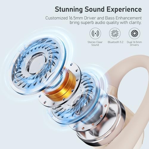 YMOO Open Ear Wireless Bluetooth 5.2 Headphones – Superior Comfort Sweatproof Air Conduction Earbuds, 34-Hour Playtime, Ultra-Low 40 ms Latency for Gamers and Fitness Enthusiasts, Impressive Hi-Fi Sound Quality, Lightweight and Secure Design for Ultimate Awareness (Black)