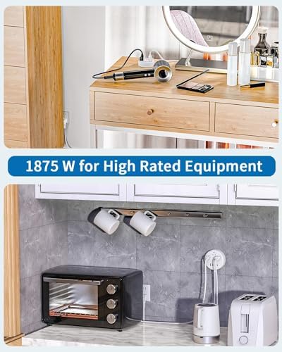 NTONPOWER 10 FT 2 Prong to 3 Prong Power Strip with 4 USB Ports – Wall-Mountable Non-Grounded Outlet Adapter for Enhanced Device Charging and Flexible Placement in Older Homes – 180° Non-Polarized Design for Maximum Convenience and Safety