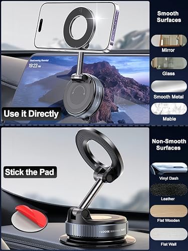 Enhanced 360° Magnetic Phone Holder for Cars & More – Versatile Hands-Free Suction Cup Mount for i Phone 16 Pro Max and Android Devices – Secure Magnetic Grip for Optimal Viewing Anywhere – Perfect for Gym, Shower, and Mirrors – Effortless Installation with Superior Compatibility and Safety