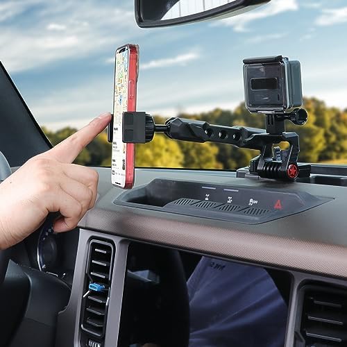 Revolutionize Your Ford Bronco Experience with the 360° Adjustable Dash Phone Mount Holder – Precision-Engineered Aluminum Smartphone Bracket for 2021-2025 Models, Perfect for 2-Door and 4-Door Interiors, Effortless Installation, Stylish Black Design for Maximum Durability and Functionality
