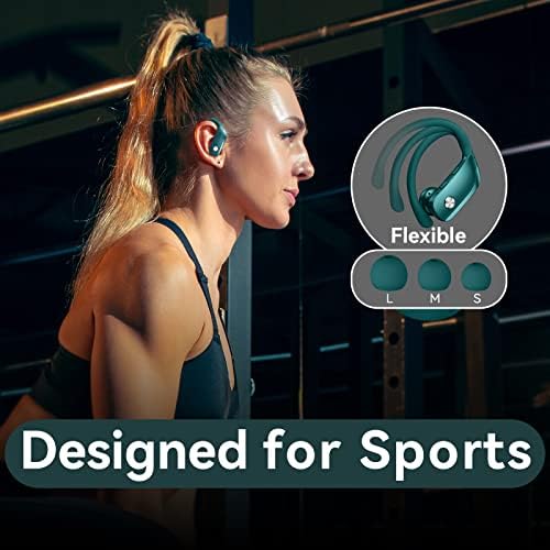 Elevate Your Sound Experience with Bmani Wireless Earbuds: 48-Hour Playtime Bluetooth Headphones with LED Battery Indicator, Secure Over-Ear Design, Built-in Mic for Hands-Free Calls, Ideal Sport Earphones for Active Lifestyles