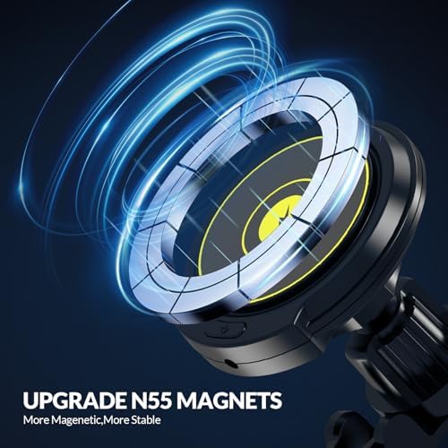 Experience Unmatched Convenience with the 15 W Mag Safe Car Mount Charger – Fast Wireless Charging for i Phone 12-16 Series, Effortless Magnetic Hold for Secure Navigation and Streaming, Sleek Air Vent Design for Maximum Visibility and Accessibility, Perfect for On-the-Go Lifestyle and Modern Automobile Interiors