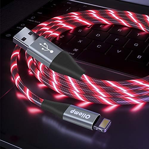 Illuminate Your Charging Experience: MFi Certified 6 ft LED Light Up Lightning Cable for i Phone 14/13/12/11/11 Pro/Max/XS/XR/X/6/7/8 – Fast Charging & High-Speed Data Sync in Vibrant Purple – Optimal Durability & Enhanced Compatibility for Effortless Connectivity