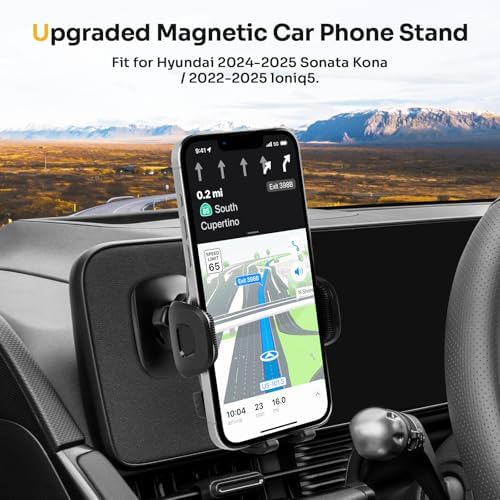 Karltys Magnetic Phone Holder for 2024-2025 Hyundai Sonata, 2022-2025 Ioniq 5, and Kona – Superior Stability with 6 N52 Magnets, Anti-Slip Airbag Design, Universal Fit for Most Smartphones, Effortless Installation on Metal Panels, Enhancing Safe Navigation and Accessibility