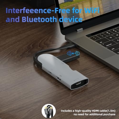 Transform Your Tech Experience with the Ultimate 5-in-1 USB C Hub Multiport Adapter – 4 K HDMI, Power Delivery, USB-C/A Ports for Mac Book Pro, Dell XPS & i Phone 15/16 Pro – Essential Laptop Accessory for Enhanced Productivity & Travel Efficiency