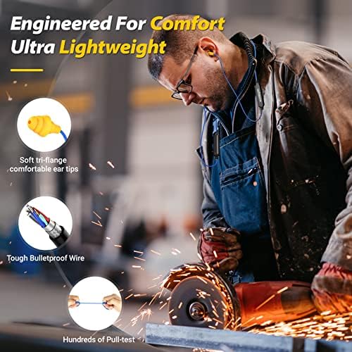 MIPEACE High-Visibility Bluetooth Earplugs – Superior Noise Isolation with 29 d B Sound Reduction, 19+ Hours of Battery Life, Built-In Controls for Seamless Communication in Construction and Lawn Care Settings – Ideal for Work and Calls