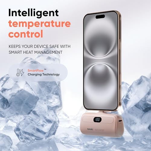 Compact 5000 m Ah Portable Charger for i Phone 15/16 and USB-C Devices – Fast Charging Mini Power Bank in Sleek White – Lightweight On-the-Go Power Bank for Busy Lifestyles – Perfect for Travelers and Professionals