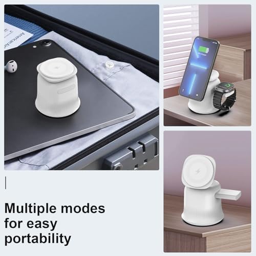3-in-1 Fast Wireless Charging Station for Apple Devices – Efficiently Charge i Phone 15/14/13/12/16, Apple Watch & Air Pods Simultaneously – 15 W Magnetic Power, Sleek & Portable Design for Home & Travel – Ultimate Solution for Apple Enthusiasts