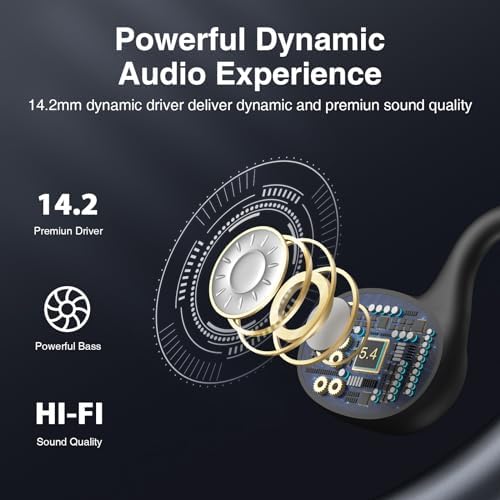 Unleash Your Potential with HILEO Open Ear Bluetooth 5.2 Wireless Earbuds – 90-Hour Battery Life for Endurance Athletes – Exceptional Sound Clarity in a Lightweight Sporty Design – Ideal for Running, Workouts, and Active Lifestyles – Convenient Sleek Black Charging Case for On-the-Go Use – Effortless Connectivity for All Your Devices