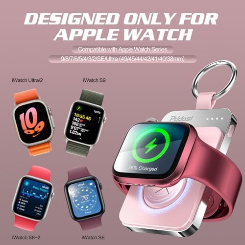 Compact Magnetic Apple Watch Charger Power Bank – 1500 m Ah Keychain Fast Charging Solution for All Models (Series 2-10, SE, Ultra) – Ultimate Portability and Enhanced Compatibility for On-the-Go Lifestyle