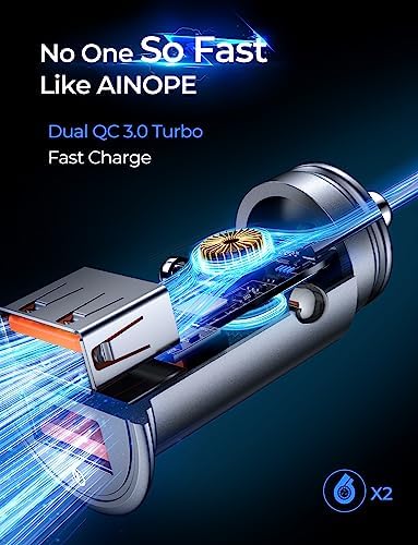 AINOPE 45 W Dual USB Fast Car Charger – Premium All-Metal Quick Charge Adapter for i Phone 11-16 & Samsung Galaxy S21-S24 – Ultra-Durable Design for Rapid On-the-Go Charging – Perfect for Daily Commutes and Long Road Trips