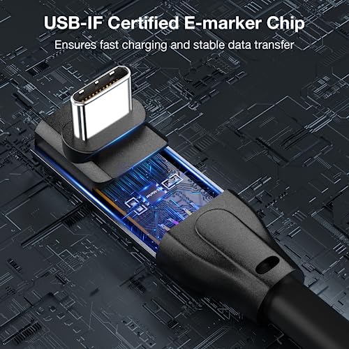 High-Speed USB C to USB C Cable for 100 W Fast Charging – 20 Gbps Data Transfer & 4 K/8 K Video Output – Right Angle Design for Enhanced Accessibility – Universal Compatibility with Mac Book, i Pad Pro, Samsung S23/S22 – Ultimate Solution for Power and Performance