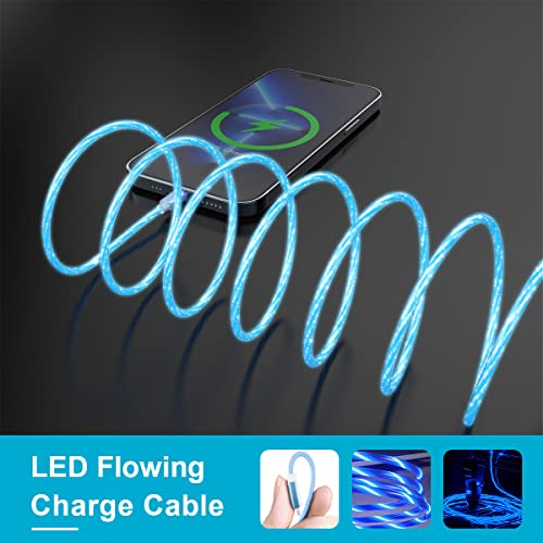 Illuminate Your Charging Experience with the 2 M/6 FT LED Lightning Charge Cable – Enhanced Apple Charger for Quick Sync and Data Transfer, Compatible with i Phone 13/12 Pro Max, 11 Pro, XR, XS Max, X, 8, 7, SE 2020, i Pad, and i Pod (Vibrant Blue) – Durable, Extra Long, Fast Charging Solution for Effortless Use in Low-Light Environments