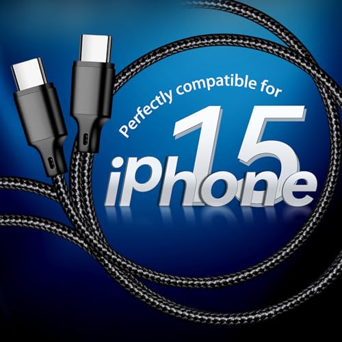 High-Speed 10 FT USB C to USB C Charger Cable – Durable Nylon Braided 3-Pack for Rapid 60 W Charging – Compatible with i Phone 15/16, i Pad Pro, Mac Book, Samsung & Google Devices – Sleek Black Design for Ultimate Flexibility and Reliability